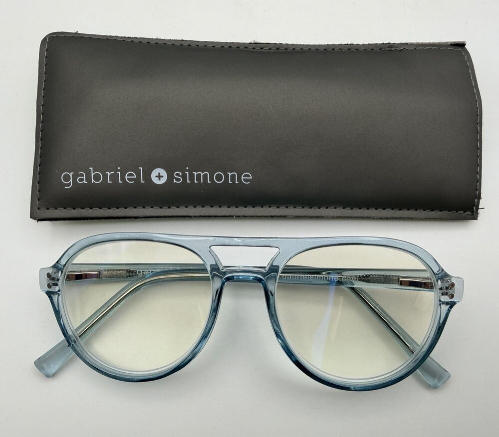 Gabriel + Simone Aviator Reading Glasses Saul Blue Soft Case (+2.50)